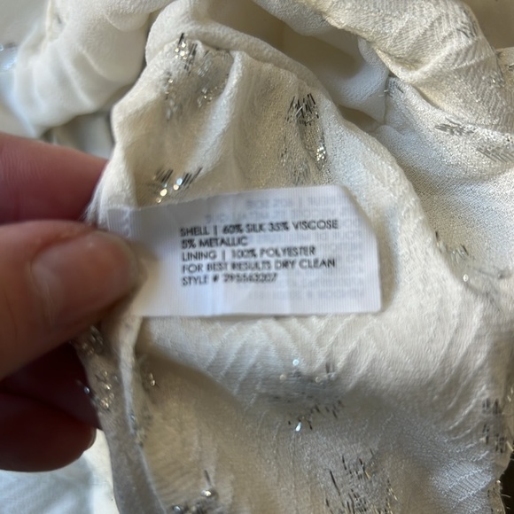 Club Monaco Top White and Silver Metallic Peplum Top Size Medium Spaghetti Strap - Picture 6 of 10